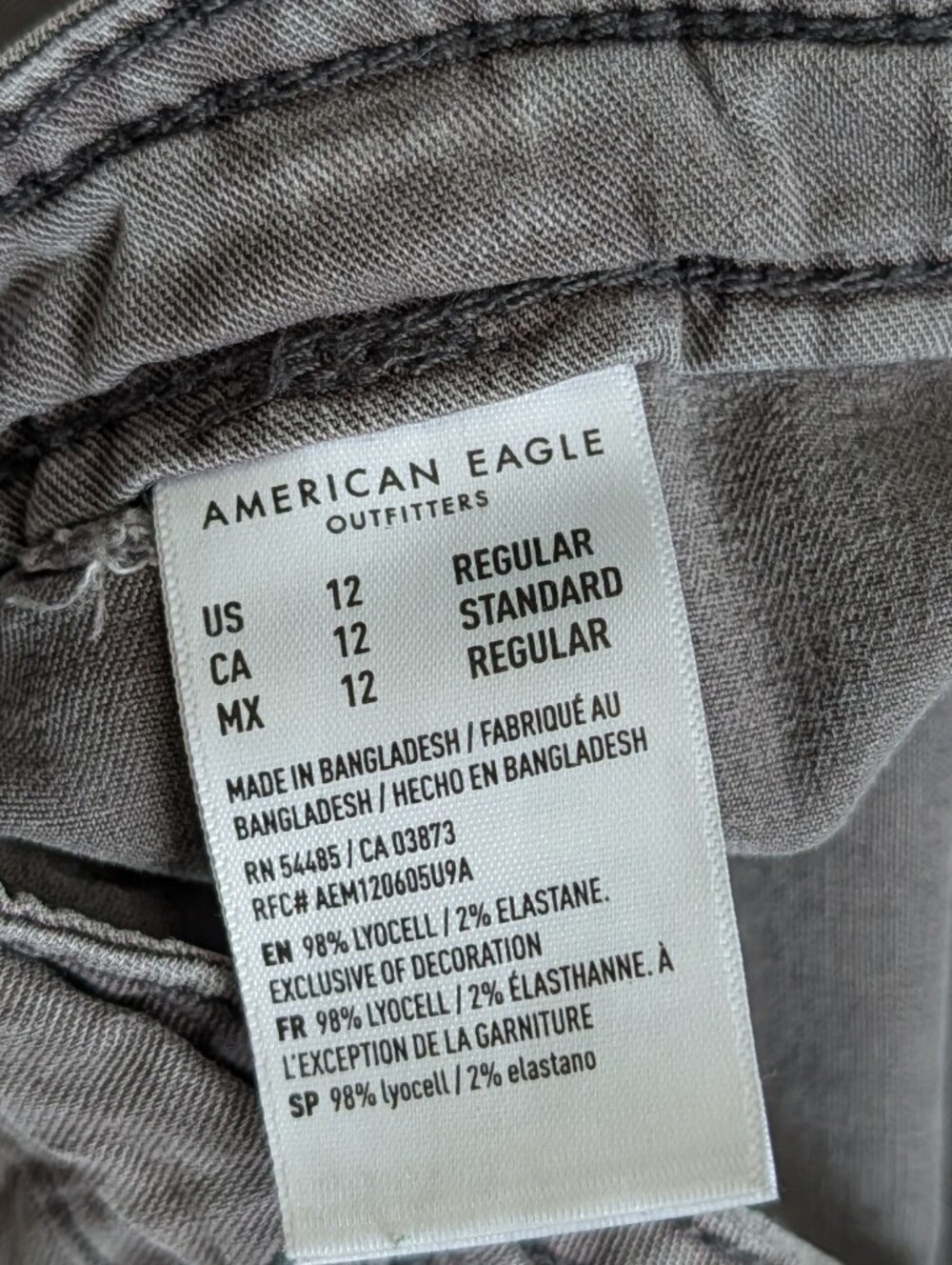 American Eagle Womens Haze Grey Dreamy High Waist Baggy Wide Leg Cargo Pant 12R - Picture 7 of 16